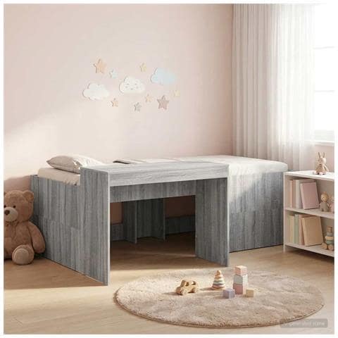 Letto alto per bambini con scrivania Sonoma grigio 90 x 200 cm - Foto 2