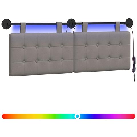 Testiera sospesa Con luce LED Tortora Tessuto - Foto 1