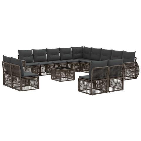 Set Divano da Giardino 14 pcs Grigio e Grigio Scuro polyrattan - Foto 1