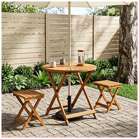 Tavolo da Giardino Pieghevole Naturale Ø70 x 75 cm - Foto 2