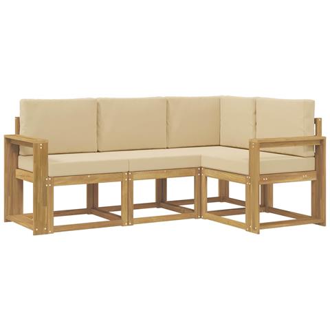 Set di divani da esterno 4 pcs Bianco e Beige - Foto 1
