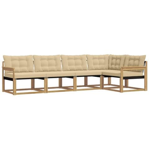 Set di divani da esterno con cuscino 5 pcs Bianco e Beige - Foto 1