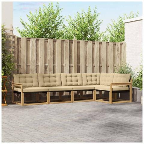 Set di divani da esterno con cuscino 5 pcs Bianco e Beige - Foto 2