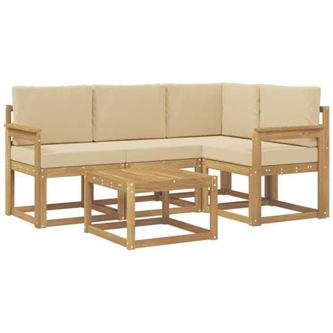 Set di divani da esterno con cuscino 5 pcs Bianco e Beige - Foto 1