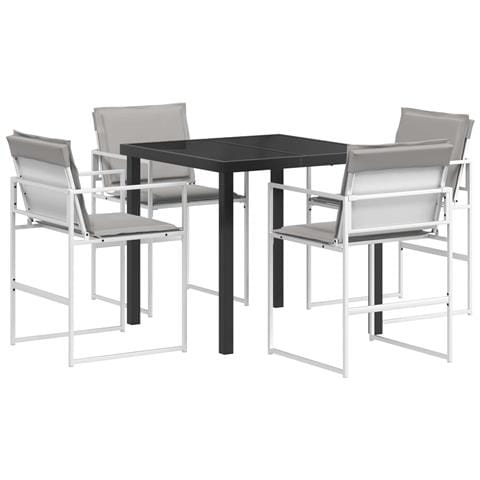 Set da Pranzo per Giardino 5 pcs Bianco e Grigio Chiaro - Foto 1