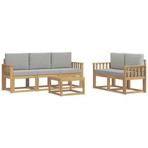 Set di divani da esterno 6 pcs Bianco e Grigio Chiaro - Foto 1