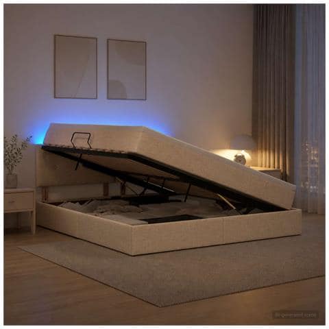 Letto con contenitore LED e materasso Crema 180 x 200 cm - Foto 2