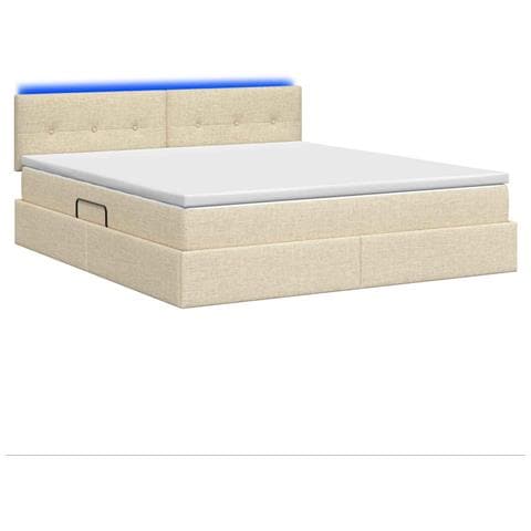 Letto con contenitore LED e materasso Crema 180 x 200 cm - Foto 9