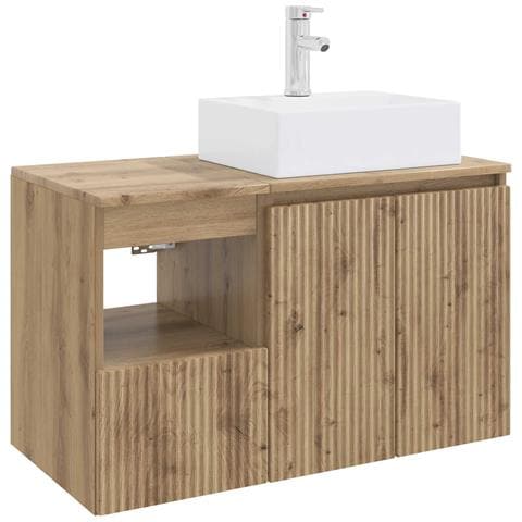 Set di mobili per il bagno 2 pz Rovere Artigianale - Foto 1