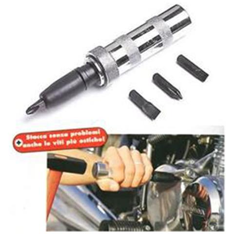 Cacciavite A Percussione + Kit 4 Inserti Giraviti In Acciaio Bricolage Krt410003 - Foto 2