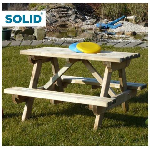 Solid Tavolo Picnic Per Bambini In Legno Con Panche Fisse 89x91 Cm Solid