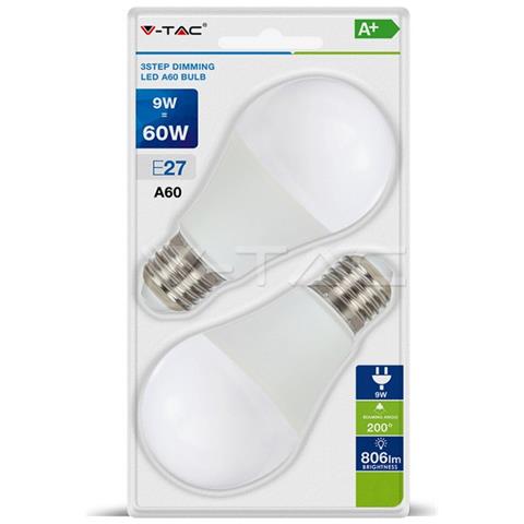 Lampadine Led E27 A60 9w Smd Bulbo Dimmerabile Luce Naturale 4000k 2 Pz V-tac Vt-2129 7289 - Foto 1