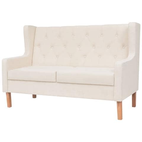 Divano A 2 Posti In Tessuto Bianco Crema - Foto 1