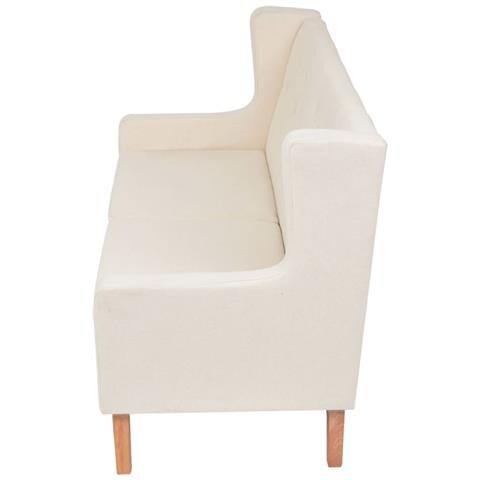 Divano A 2 Posti In Tessuto Bianco Crema - Foto 7