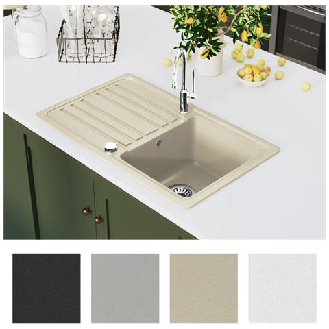 Lavello Da Cucina In Granito Vasca Singola Beige - Foto 2