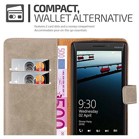 Custodia Compatibile Con Nokia Lumia 929 / 930 In Marrone Cappuccino - Coperchio Protettiva Con Chiusura Magnetica, Funzione Stand E Tasca Per Le Carte - Foto 2