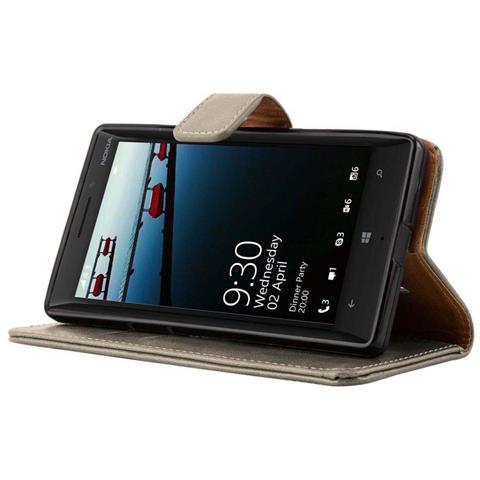 Custodia Compatibile Con Nokia Lumia 929 / 930 In Marrone Cappuccino - Coperchio Protettiva Con Chiusura Magnetica, Funzione Stand E Tasca Per Le Carte - Foto 7