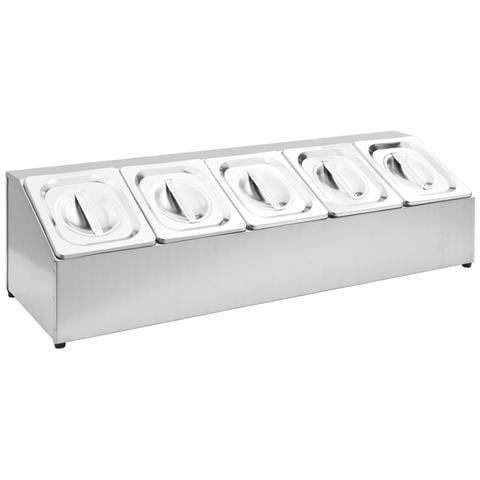 Supporto Gastronorm Con 5 Contenitori Gn 1/6 In Acciaio Inox - Foto 1