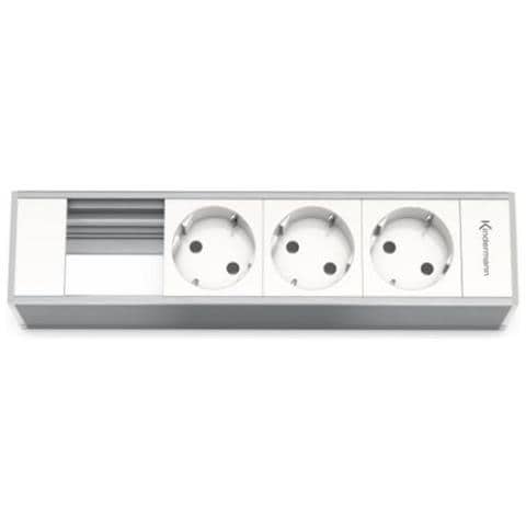 Module Panel For 4 Plates - Steckdosengehuse - Oberflchenbndig Montierbar - Spannungsversorgung X 3 - Eloxiertes Aluminium - Foto 1