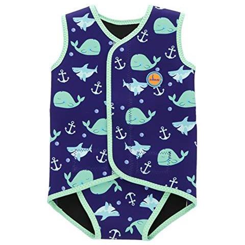Di Nuoto Del Bambino Wrap Bambino Muta Ragazzi Warmsuit Ragazze Uv Costume Da Bagno (0-6 Mesi Blue Whale)  - Foto 1