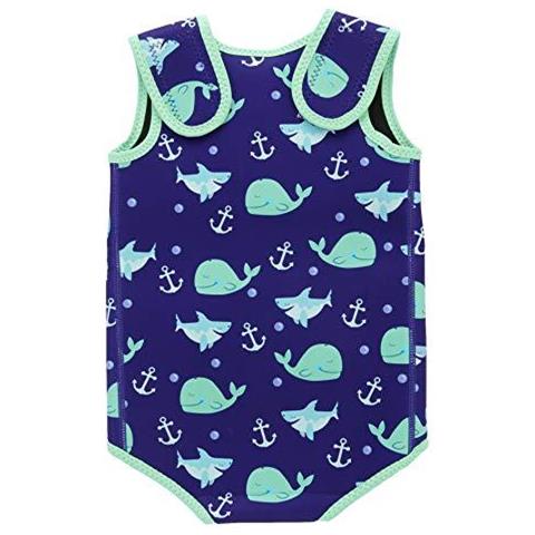 Di Nuoto Del Bambino Wrap Bambino Muta Ragazzi Warmsuit Ragazze Uv Costume Da Bagno (0-6 Mesi Blue Whale)  - Foto 4