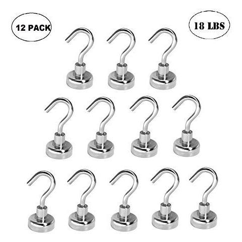 Magnetici Ganci 18 Libbre Super Aspirazione Forte Magnete Al Neodimio Hanging Mighty Per Porte Armadi Soffitto Lampade Lampade Industriali (12 Pezzi)  - Foto 1