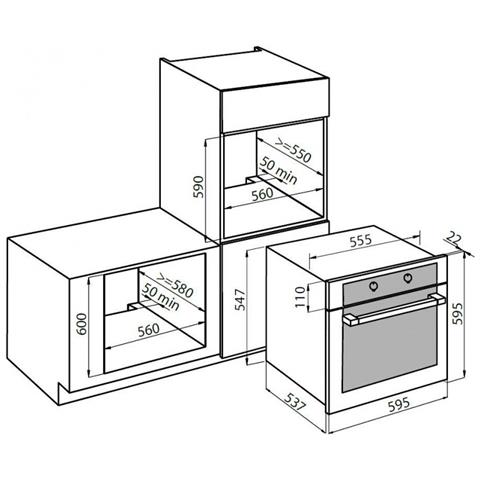 Forno Elettrico da Incasso 7141044 Capacità 70 L Multifunzione Colore Nero, Acciaio inossidabile - Foto 3