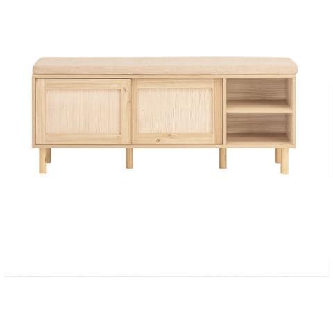 Panca Scarpiera Da Ingresso Con 2 Porte Scorrevoli Naturale 120x35.2x49cm Fsr163-n - Foto 1
