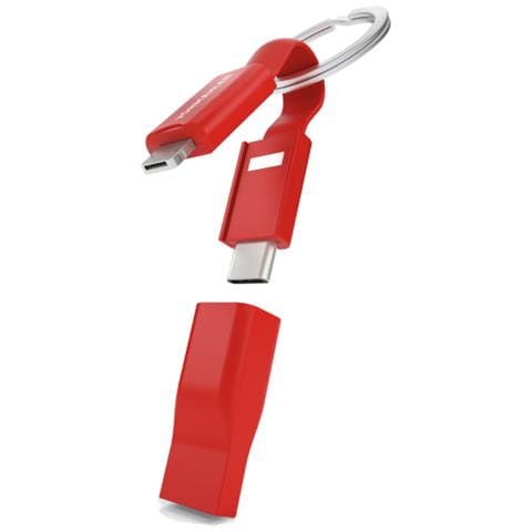 Cavo Portachiavi Lightning Usb A/micro Usb Usb C 5 In 1, Rosso - Foto 1
