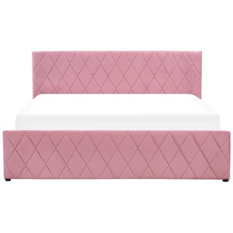 Letto In Velluto Rosa Con Contenitore 180 X 200 Cm Rochefort - Foto 7
