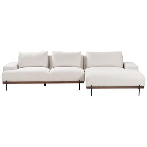 Divano Angolare 3 Posti Mariferd Tessuto Beige Chiaro Lato Sinistro - Foto 2