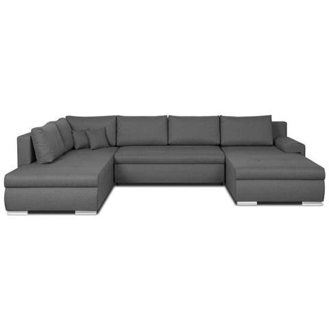 Divano Angolare Panoramico Trasformabile - 7 Posti - Indian - Tessuto 100% Poliestere - Grigio - 360 X 228 Cm - Foto 1