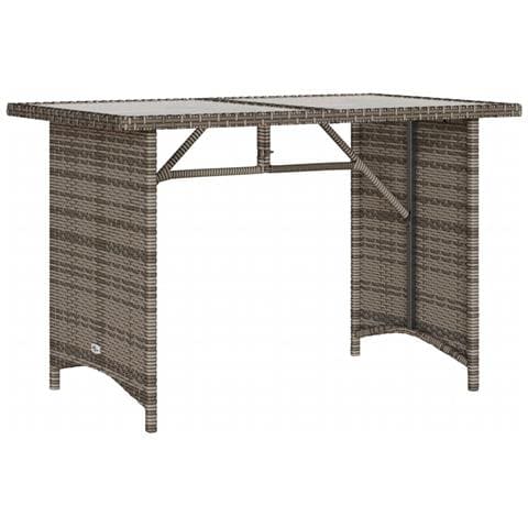 Tavolo Da Giardino Piano In Vetro Grigio 110x68x70cm Polyrattan - Foto 2