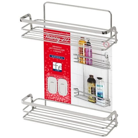 Mensole Per Doccia 2 Ripiani In Acciaio Cromato Francy 2.0 - 2 Ripiani - L26xp10xh35 Cm - Foto 1
