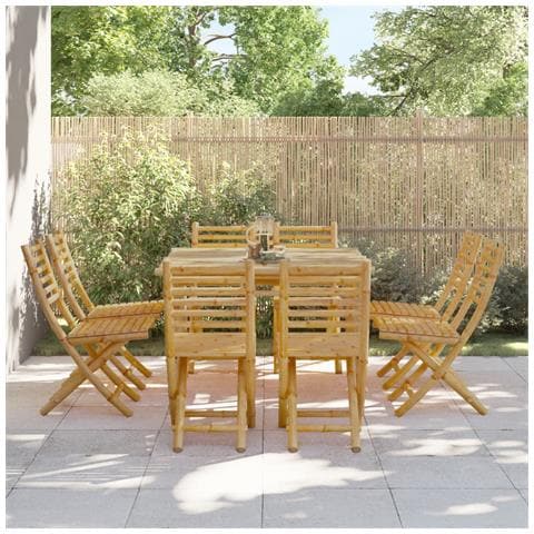 Sedie Da Giardino Pieghevoli 4 Pz 43x54x88 Cm In Bambù - Foto 8