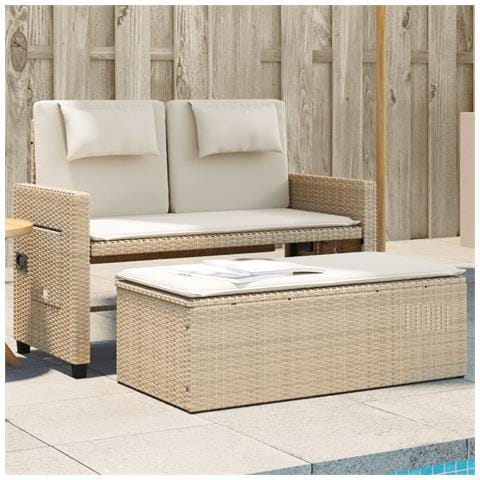 Panca Reclinabile da Giardino con Cuscini Beige in Polyrattan - Foto 10