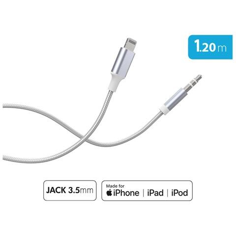 Cavo Audio Da Lightning A Jack 3,5 Mm Rinforzato In Nylon Intrecciato 1,2 M, Bianco - Foto 2