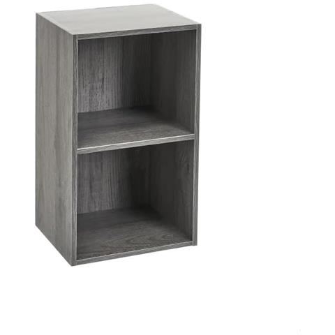 Libreria Scaffale A 2 Ripiani In Legno Di Truciolato Da 12 Mm, 4 Ripiani Aperti, Finitura Grigio, Mobile Verticale Per Soggiorno. (2 Ripiani) - Foto 1