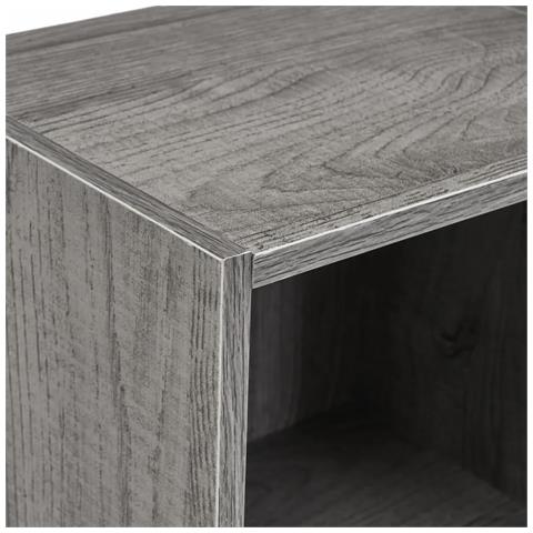 Libreria Scaffale A 2 Ripiani In Legno Di Truciolato Da 12 Mm, 4 Ripiani Aperti, Finitura Grigio, Mobile Verticale Per Soggiorno. (2 Ripiani) - Foto 4