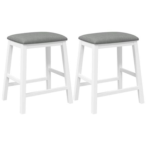 Sedie da Bar con Cuscini 2 pz Bianco Legno Massello di Hevea - Foto 1