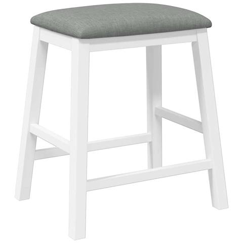 Sedie da Bar con Cuscini 2 pz Bianco Legno Massello di Hevea - Foto 10