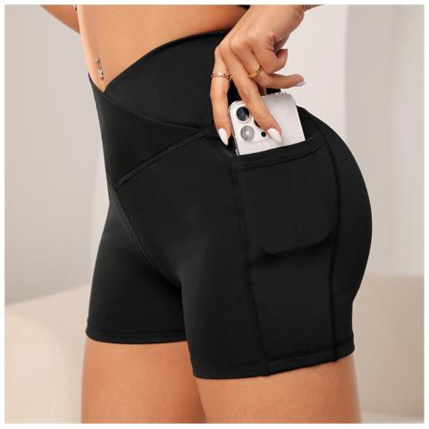 Pantaloncini Da Yoga Da Donna, Pantaloncini Da Allenamento A Vita Alta Per Corsa, Palestra, Fitness L - Foto 2