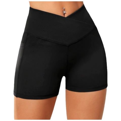 Pantaloncini Da Yoga Da Donna, Pantaloncini Da Allenamento A Vita Alta Per Corsa, Palestra, Fitness L - Foto 1