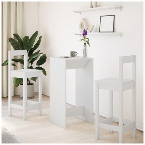 Tavolo Da Bar Bianco 51x50x103,5 Cm In Truciolato - Foto 3