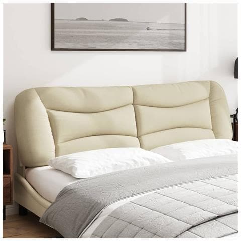 Cuscino Testiera Crema 180 Cm In Tessuto - Foto 3