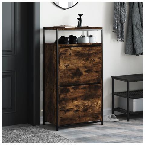 Lusso Casadino -  Scarpiera Rovere Fumo 60x34x112 Cm In Legno Multistrato - Foto 2