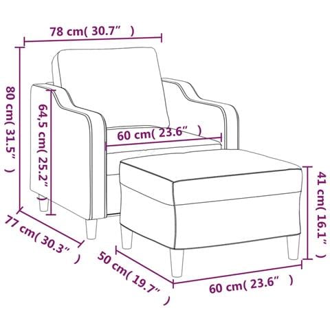 Poltrona con Poggiapiedi Rosso Vino 60 cm in Tessuto - Foto 7