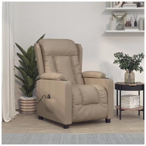 Poltrona Reclinabile Elettrica Cappuccino in Similpelle - Foto 2