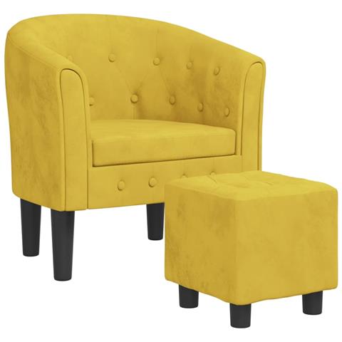 Poltrona Cabriolet con Poggiapiedi Giallo in Velluto - Foto 1