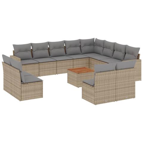 Set Divano da Giardino 13 pz con Cuscini Beige Misto Polyrattan - Foto 1